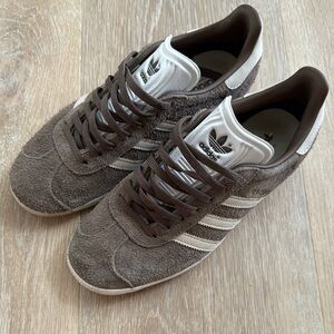 Adidas Brown and White Gazelle Suede Sneakers